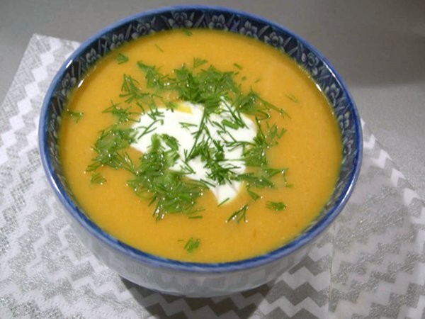Суп-пюре с рисом и зеленью